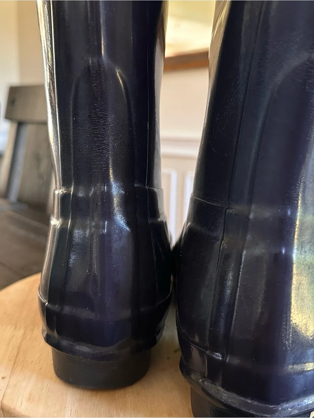 Hunter Glossy Tall deep purple waterproof wellyRain Boots -size 7m